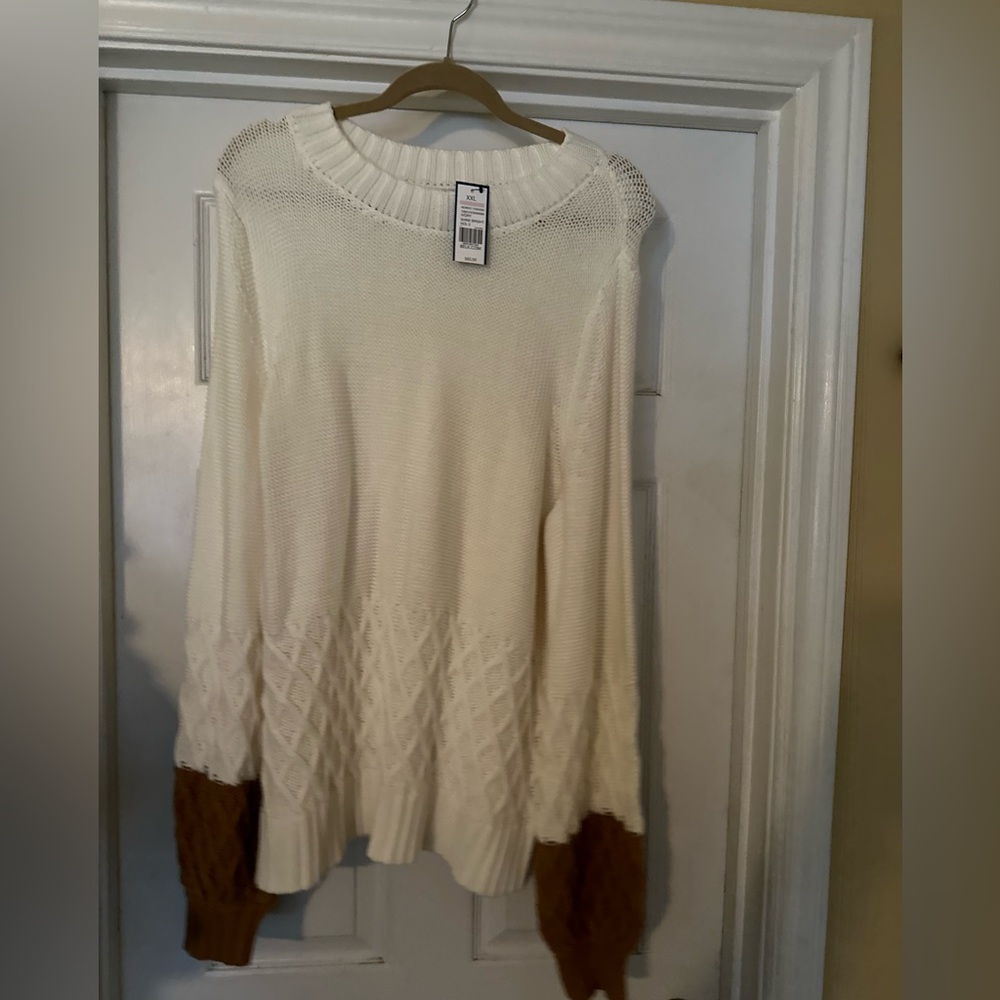 Crown & Ivy Sweater Cable Knit Long Size XXL